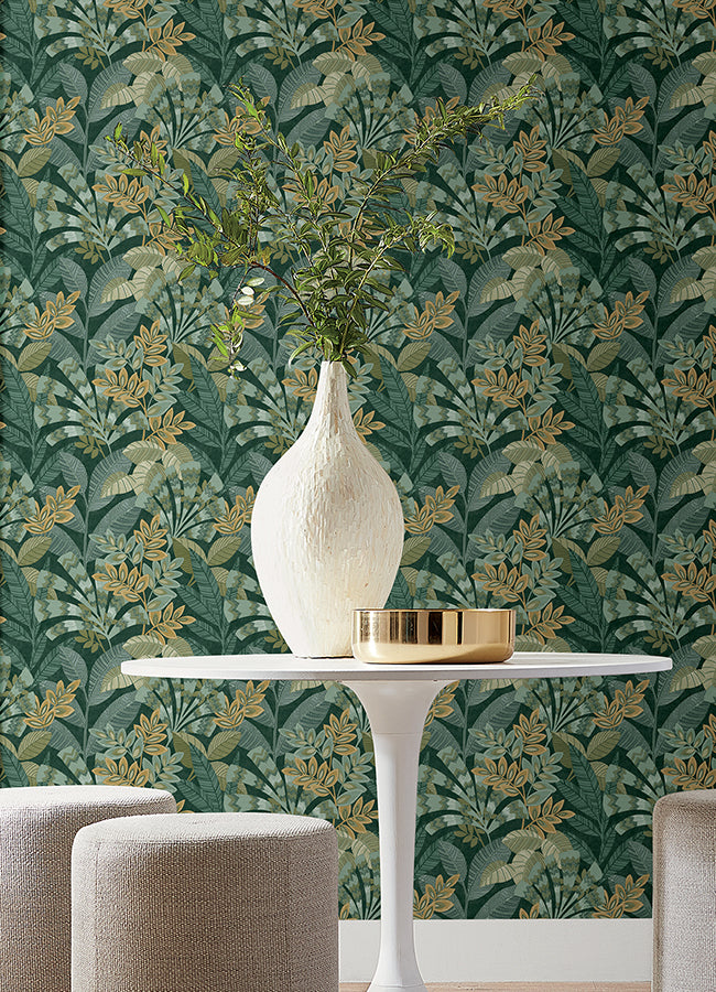 Yara Green Peel and Stick Wallpaper - Brewster Wallcovering