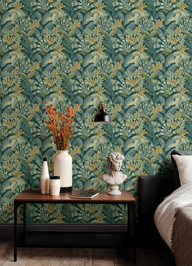 Yara Green Peel and Stick Wallpaper - Brewster Wallcovering