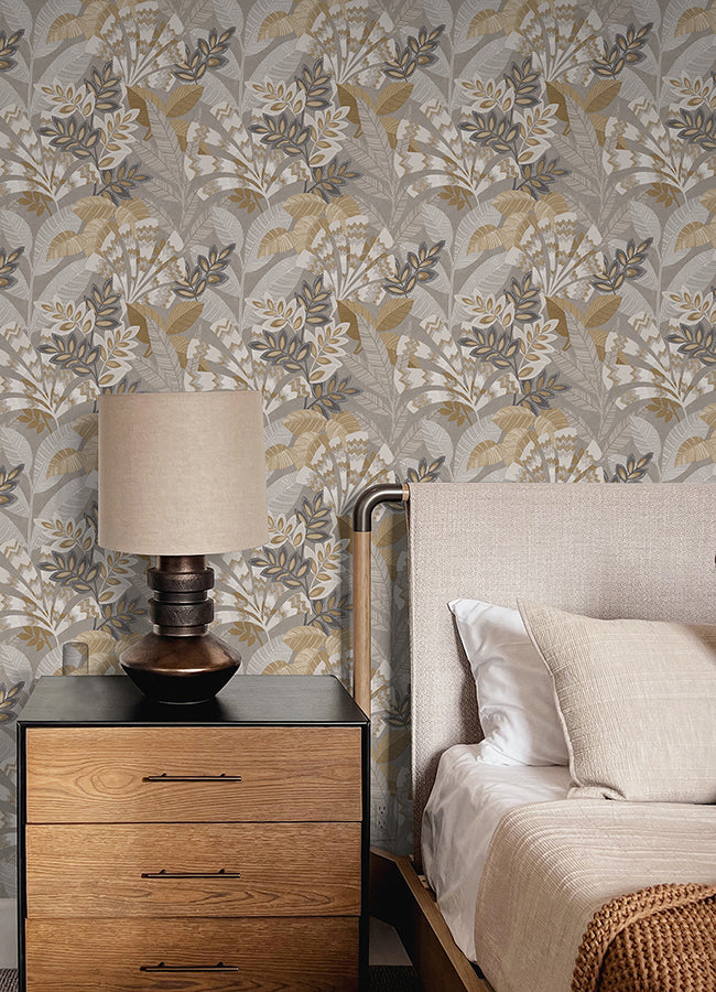 Yara Taupe Peel and Stick Wallpaper - Brewster Wallcovering