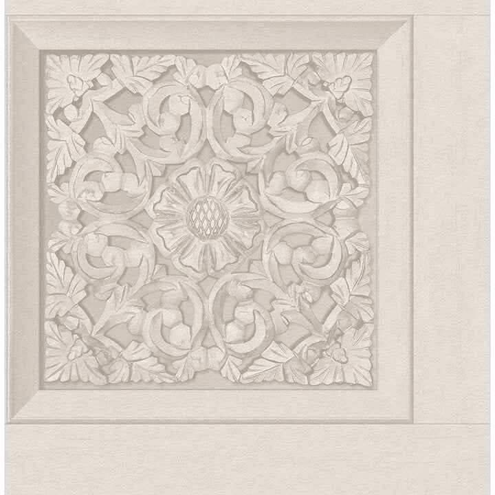 Carved Floral Cream Peel and Stick Wallpaper - York Wallcoverings - NHS6177