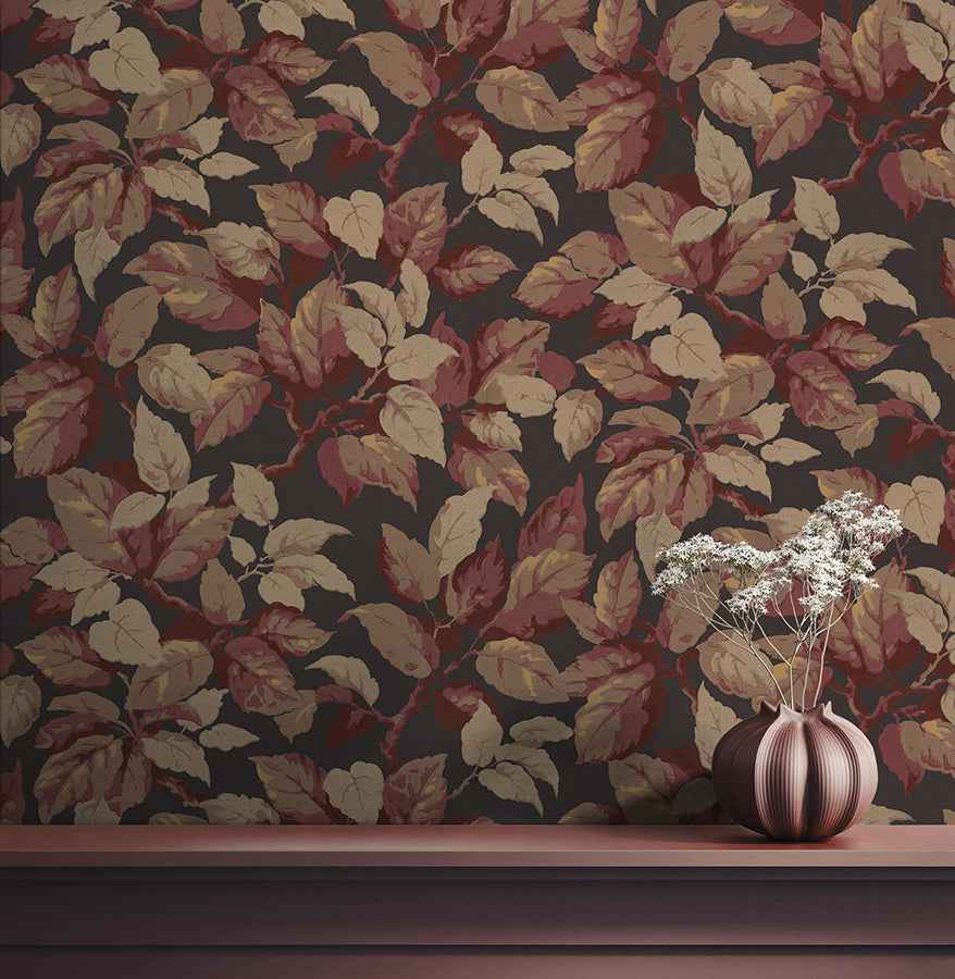 Canopy Burgundy Leaf Wallpaper - York Wallcoverings - 4164-M1805 - York Wallcoverings Wallpaper