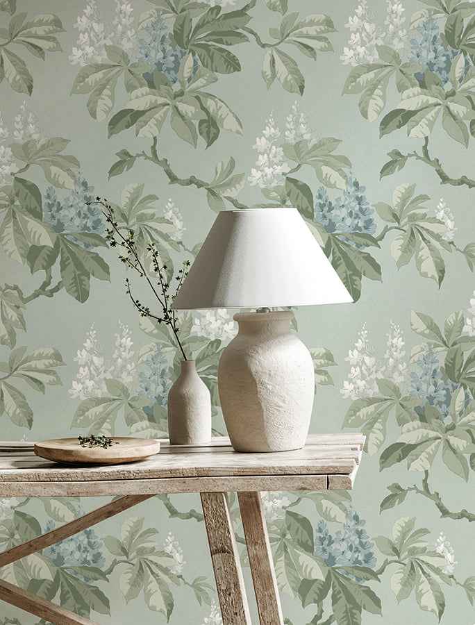 Chestnut Blue Floral Wallpaper - York Wallcoverings - 4164-M1819 - York Wallcoverings Wallpaper