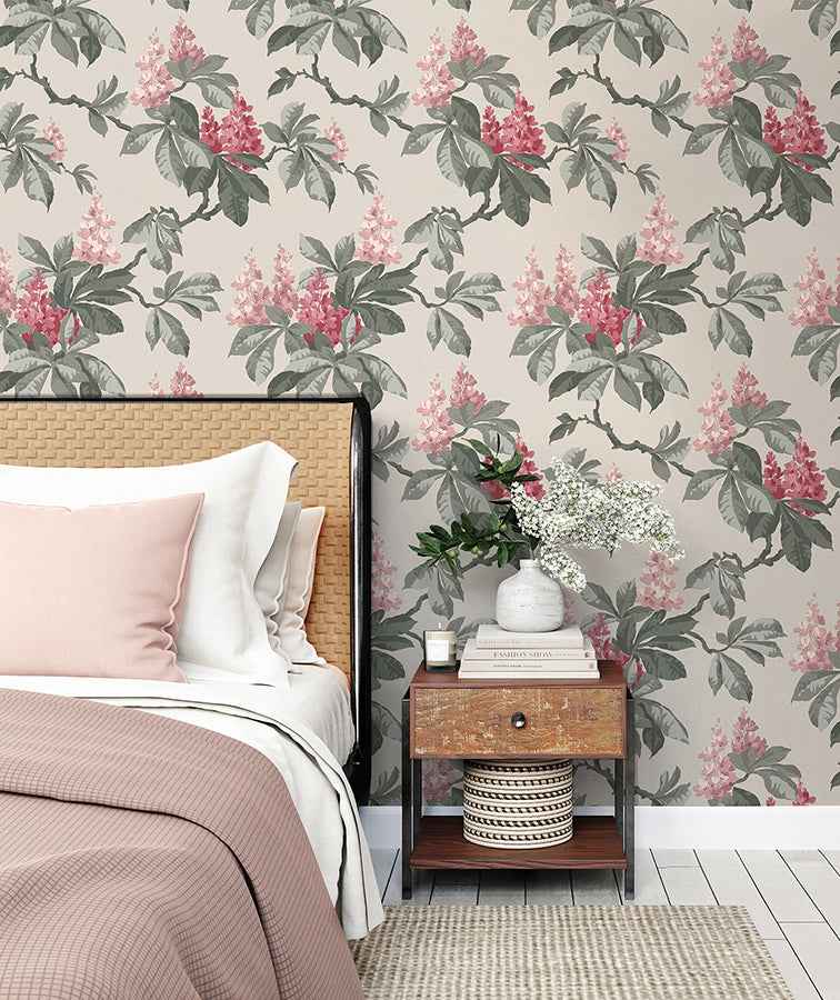 Chestnut Pink Floral Wallpaper - York Wallcoverings - 4164-M1822 - York Wallcoverings Wallpaper