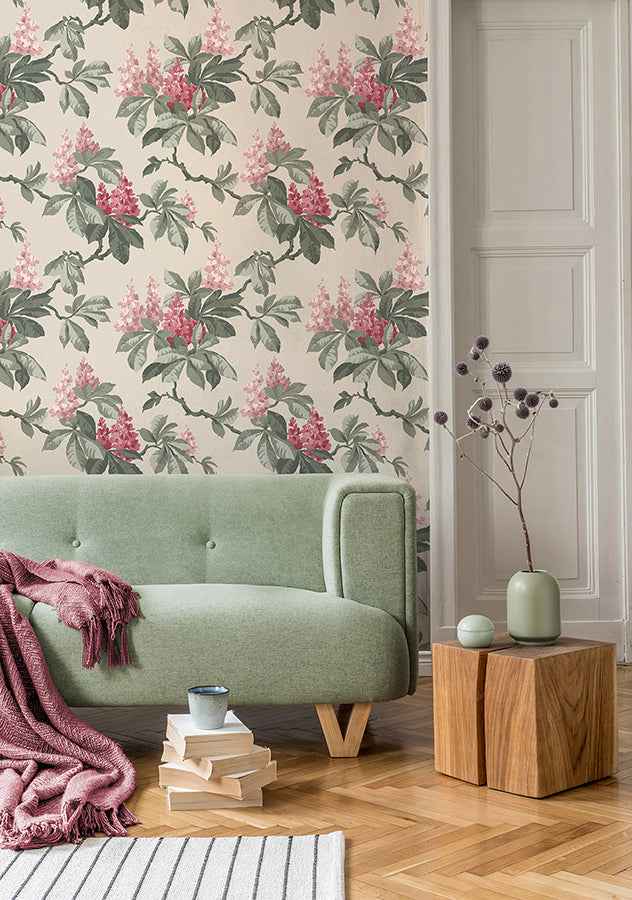 Chestnut Pink Floral Wallpaper - York Wallcoverings - 4164-M1822 - York Wallcoverings Wallpaper