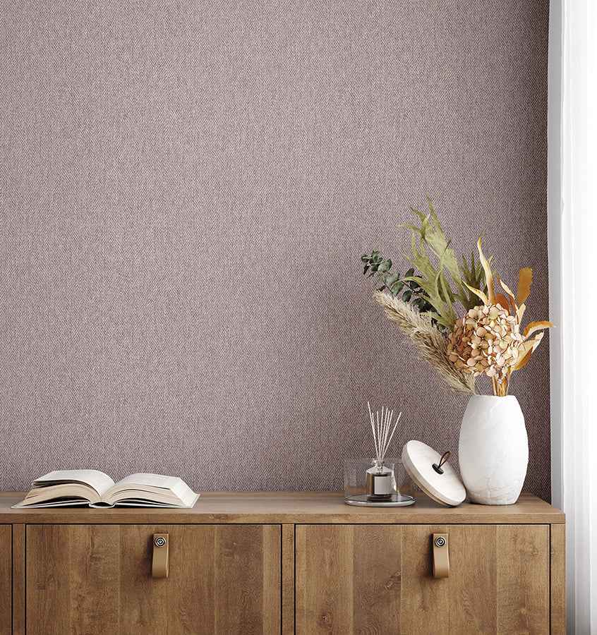 Herringbone Lavender Tweed Wallpaper - York Wallcoverings - 4164-M1826 - York Wallcoverings Wallpaper