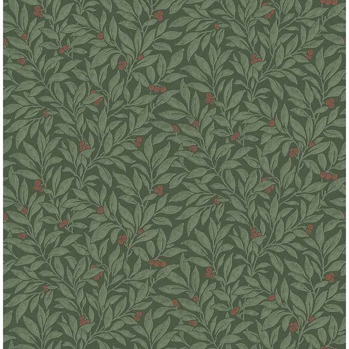 Winter Berry Evergreen Vine Wallpaper - York Wallcoverings - 4164-M1844