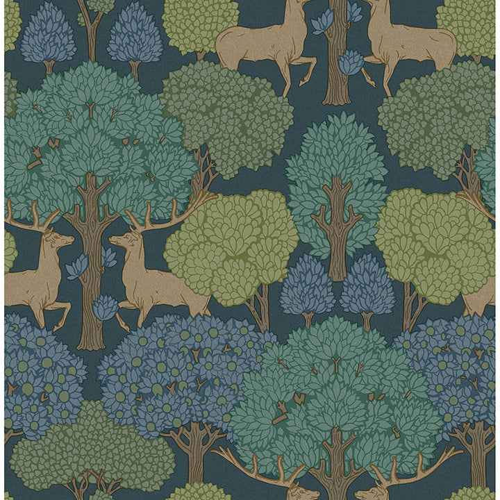 Forest of Arden Blue Deer Wallpaper - York Wallcoverings - 4164-M1850