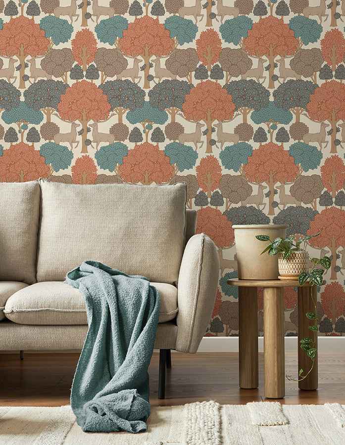Forest of Arden Apricot Deer Wallpaper - York Wallcoverings - 4164-M1851 - York Wallcoverings Wallpaper