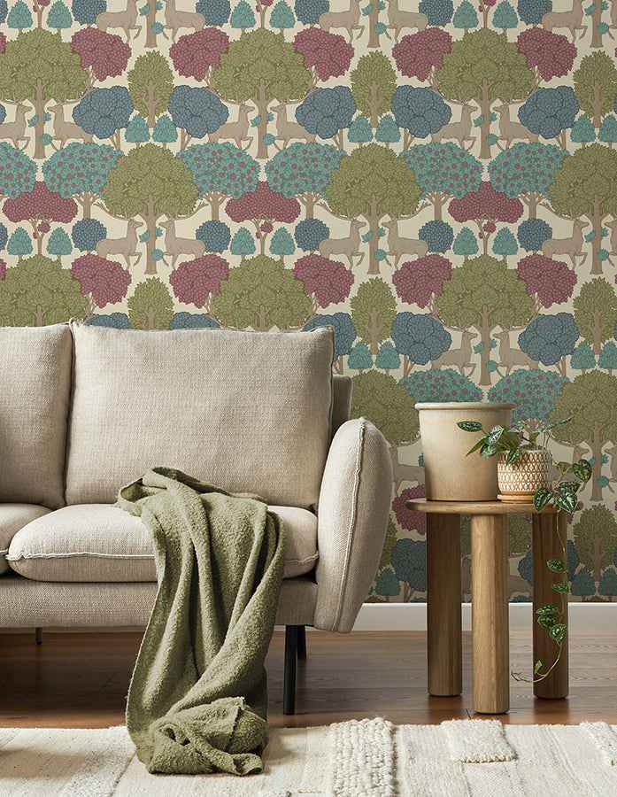 Forest of Arden Merlot Deer Wallpaper - York Wallcoverings - 4164-M1852 - York Wallcoverings Wallpaper