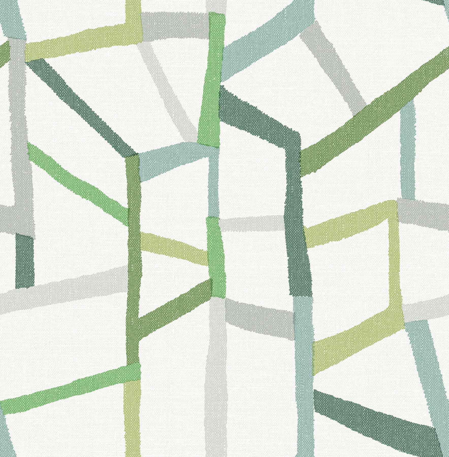 Tate Green Geometric Linen Wallpaper - York Wallcoverings - 2903-25847