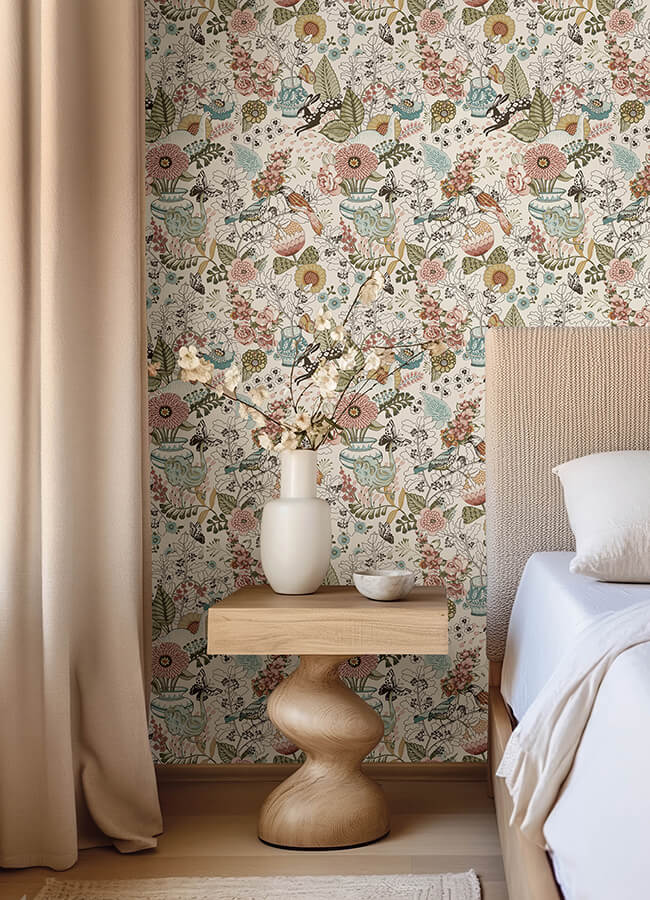 Whimsy Pink Fauna Wallpaper - York Wallcoverings - 4135-12802 - York Wallcoverings Wallpaper