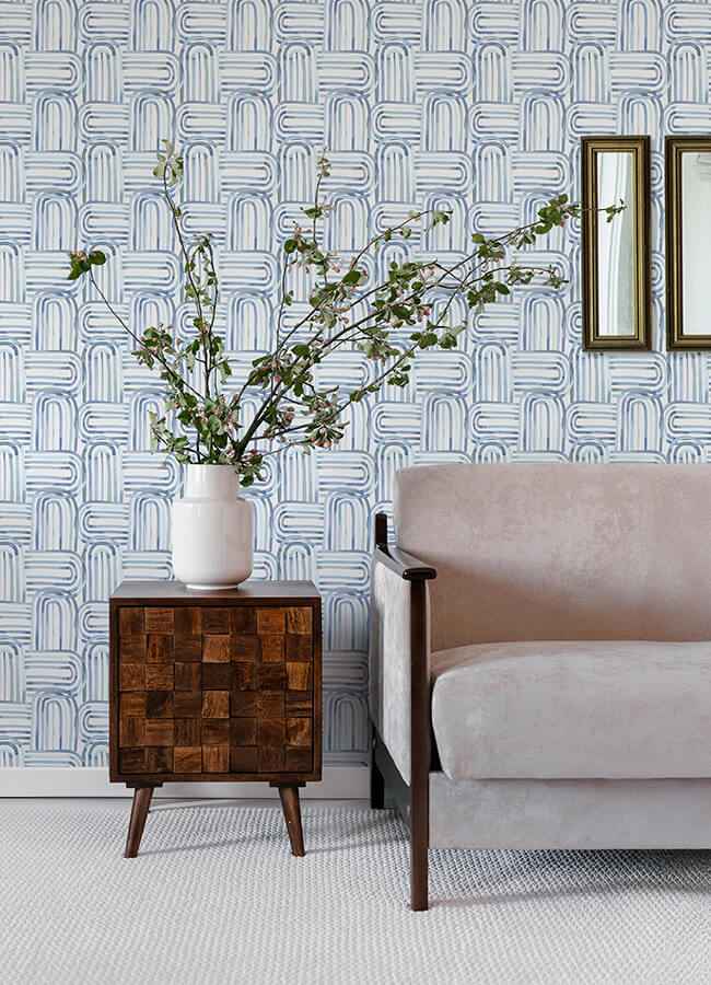 Lolly Blue Arches Wallpaper - York Wallcoverings - 4135-27273