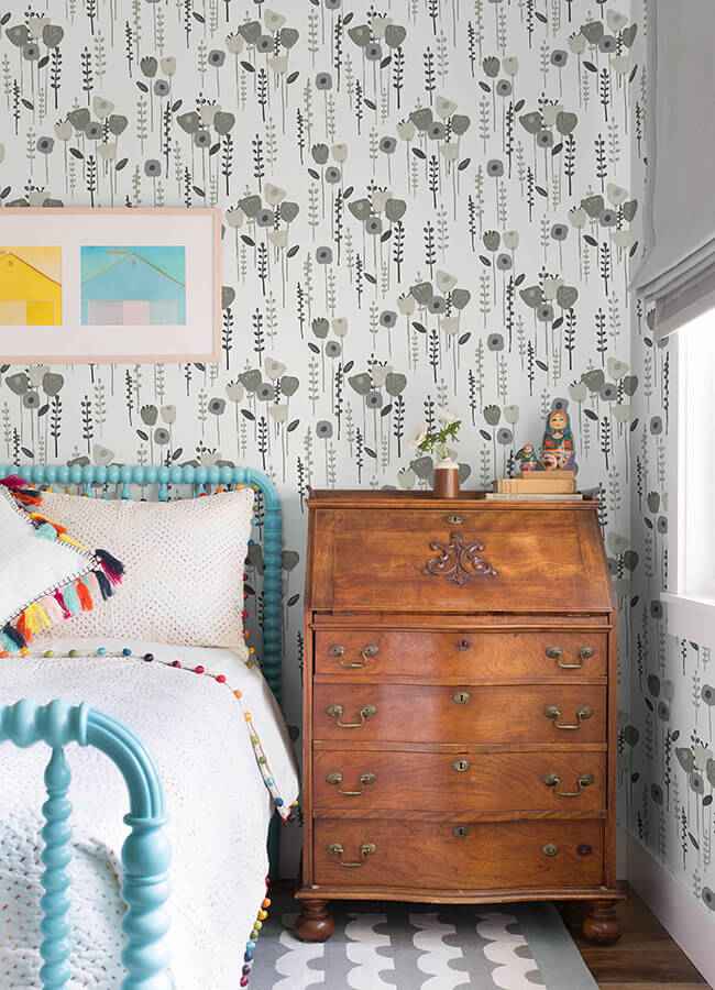 Mabel Grey Floral Field Wallpaper - York Wallcoverings - 4135-27277