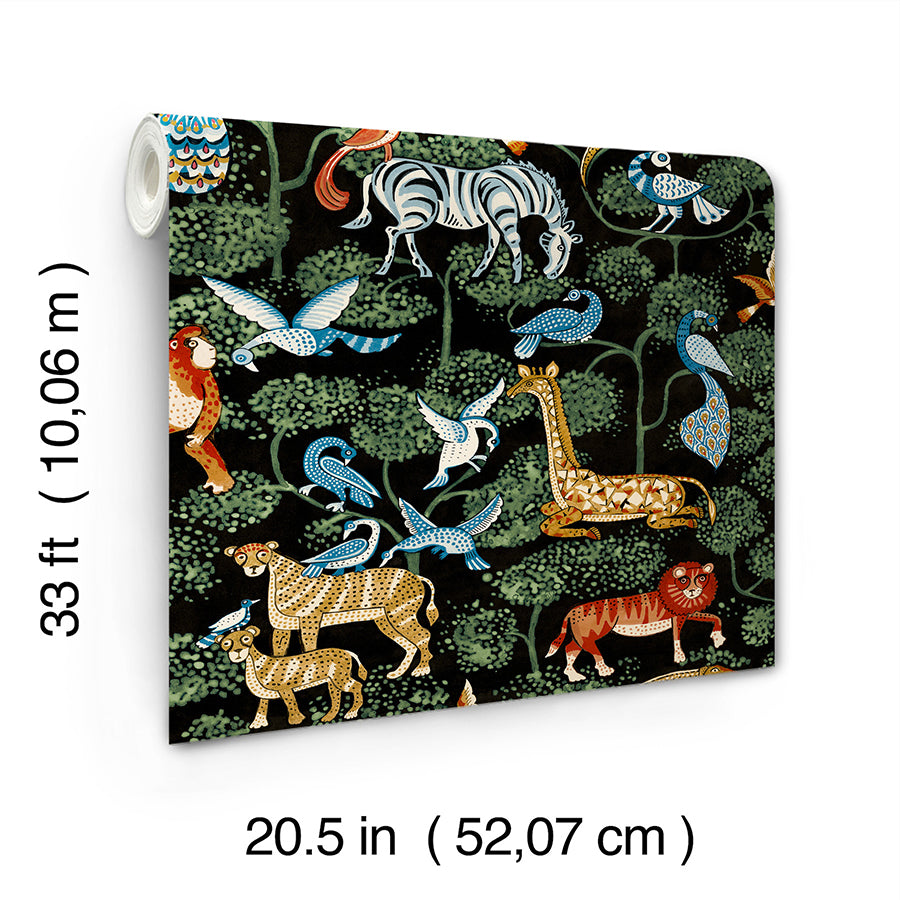 Rigby Multicolor Jungle Animals Wallpaper - Brewster Wallcovering