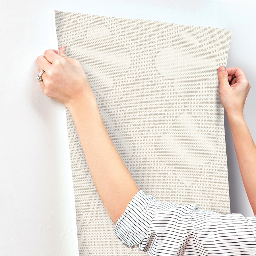 Ernest Taupe Quilted Quatrefoil Wallpaper - Brewster Wallcovering