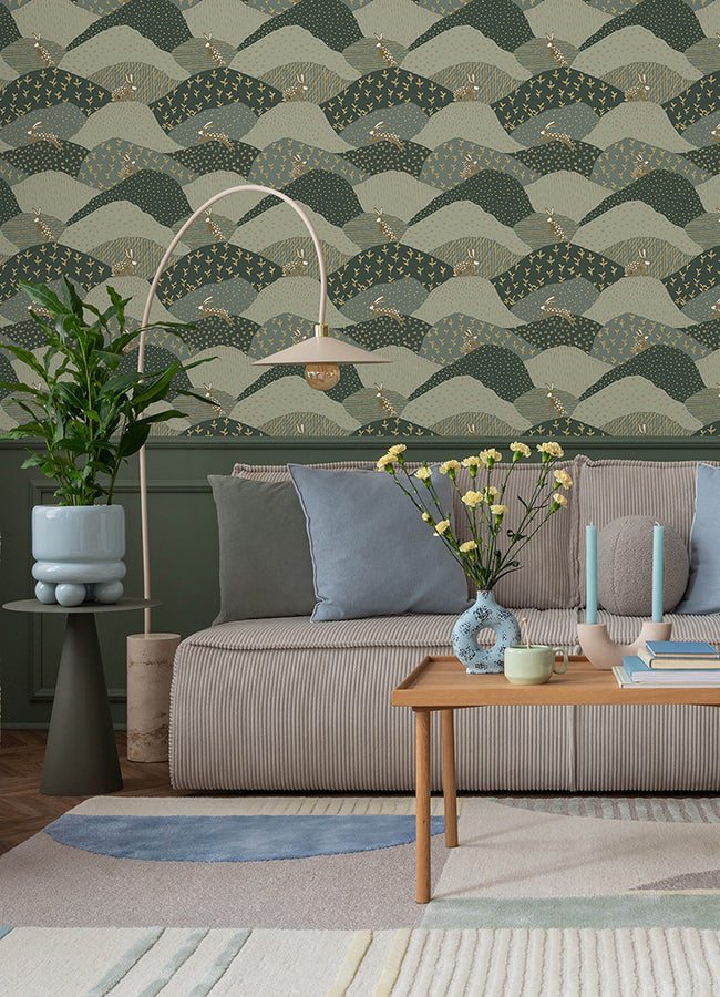 Peter Green Rabbit Fields Wallpaper - Brewster Wallcovering