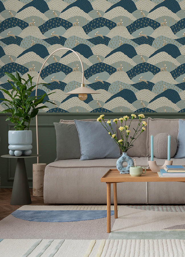 Peter Blue Rabbit Fields Wallpaper - Brewster Wallcovering