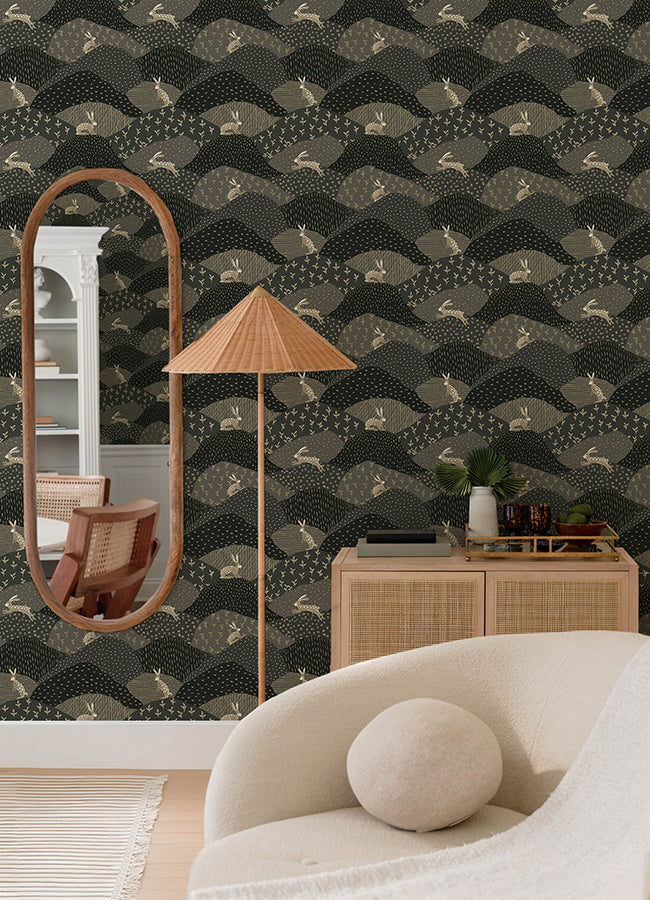 Peter Black Rabbit Fields Wallpaper - Brewster Wallcovering