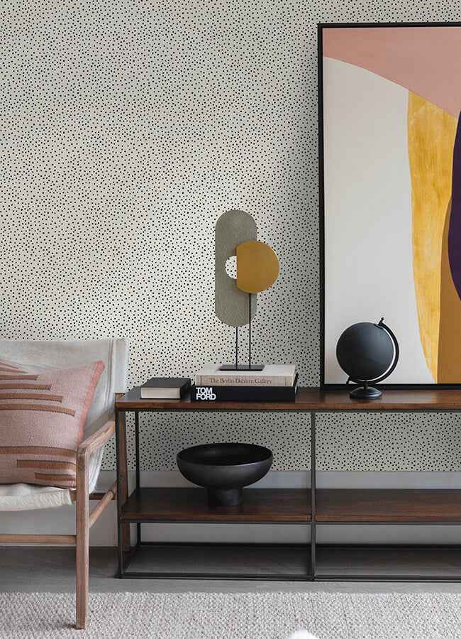 Cassie Black Petite Polka Wallpaper - York Wallcoverings - 4135-27302