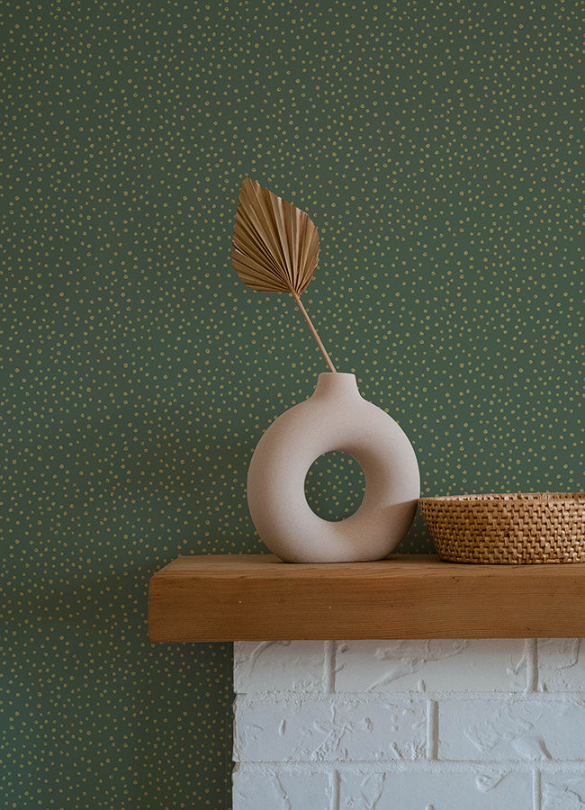 Cassie Green Petite Polka Wallpaper - Brewster Wallcovering