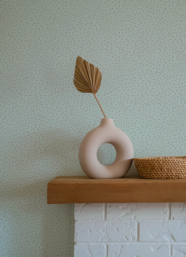 Cassie Light Blue Petite Polka Wallpaper - Brewster Wallcovering