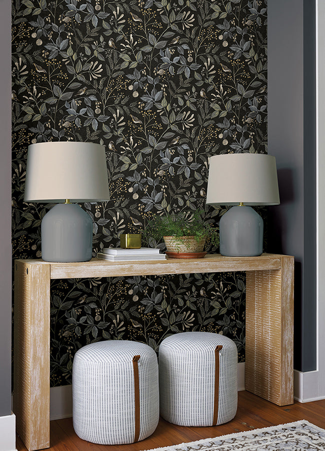 CLJ Emerson Black Peel and Stick Wallpaper - Brewster Wallcovering