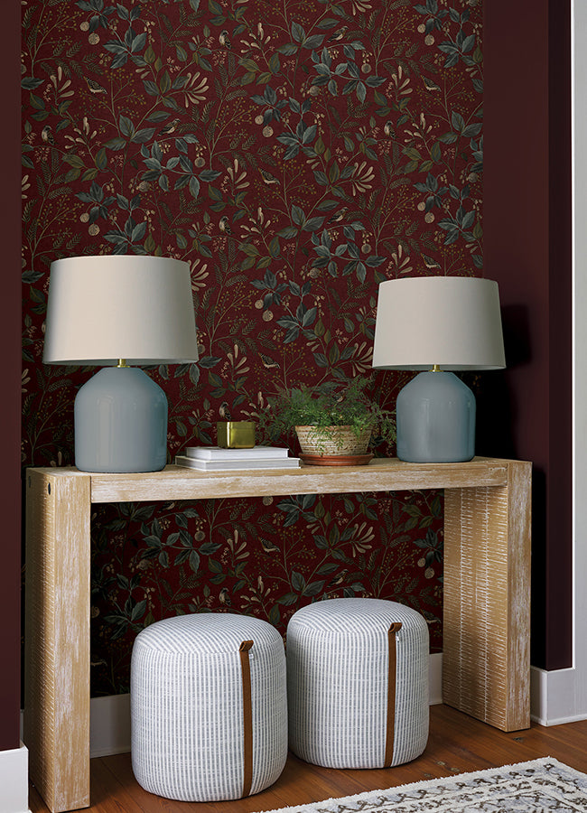 CLJ Emerson Crimson Peel and Stick Wallpaper - Brewster Wallcovering