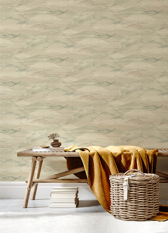 Bozeman Mountains Moss Wallpaper - Brewster Wallcovering