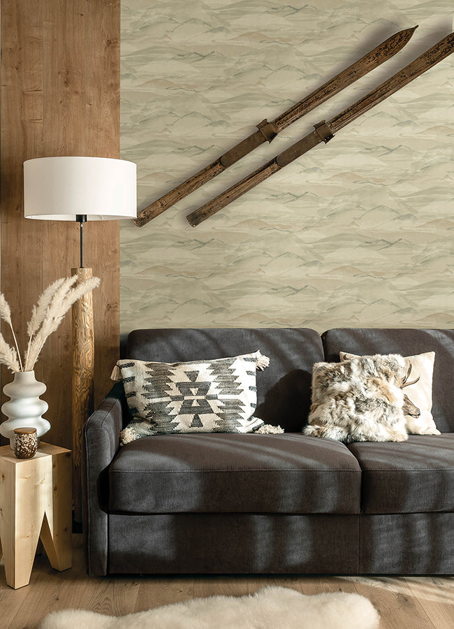 Bozeman Mountains Moss Wallpaper - Brewster Wallcovering