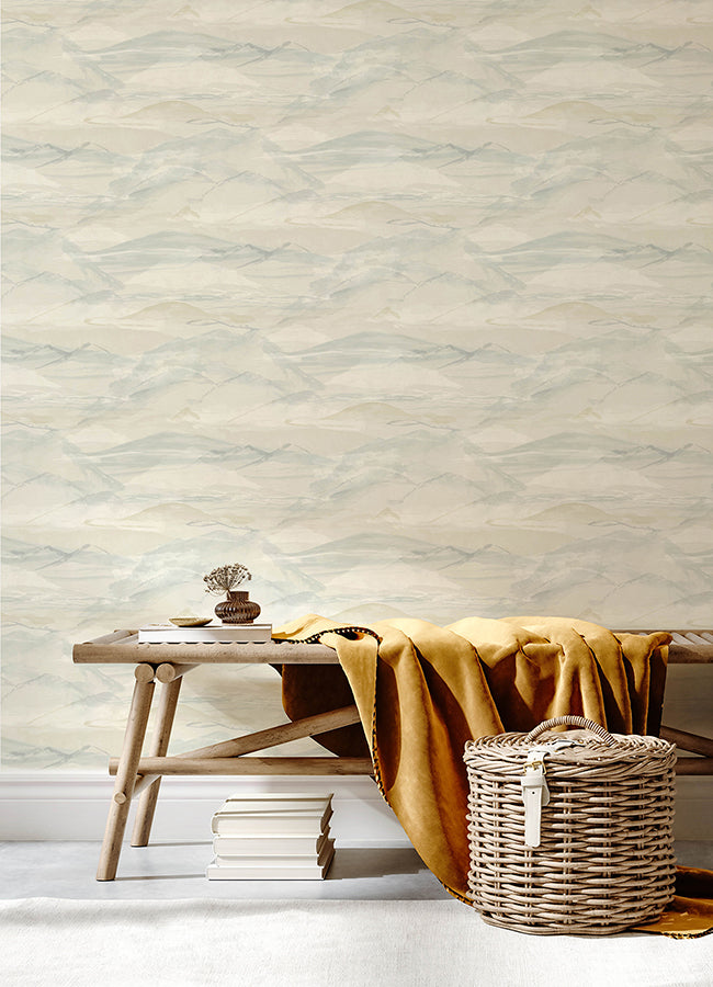 Bozeman Mountains Sky Blue Wallpaper - Brewster Wallcovering