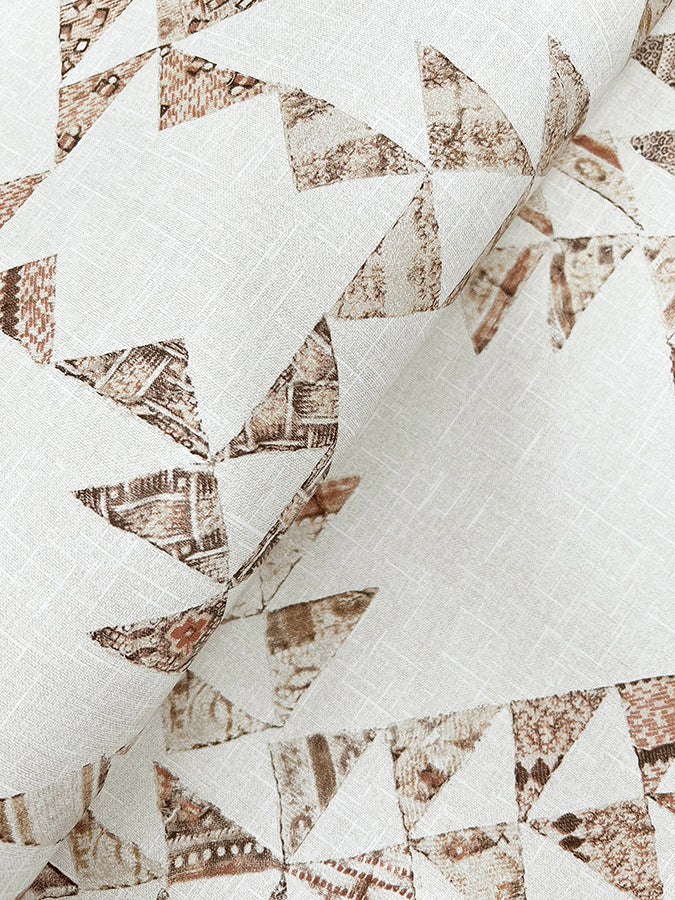 Scrap Quilt Brown Wallpaper - Brewster Wallcovering