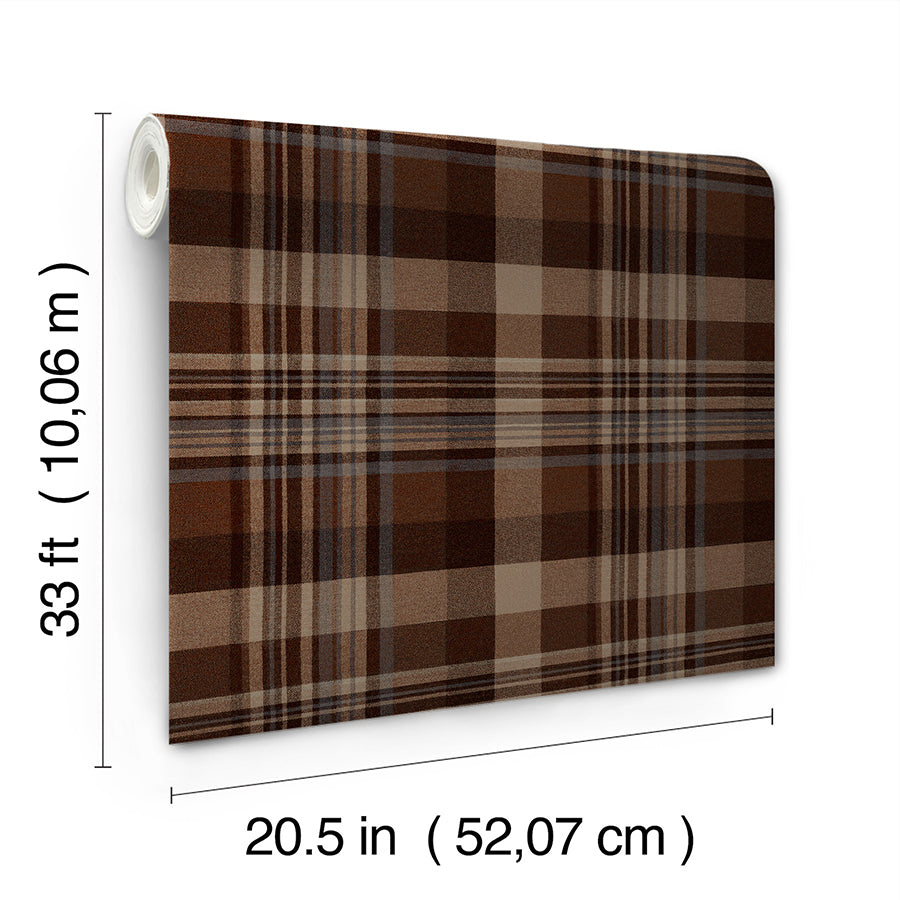 Dutton Plaid Rust Wallpaper - Brewster Wallcovering