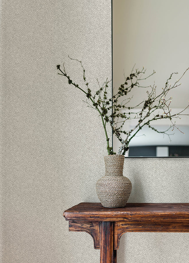 Woven Basket Light Grey Wallpaper - Brewster Wallcovering