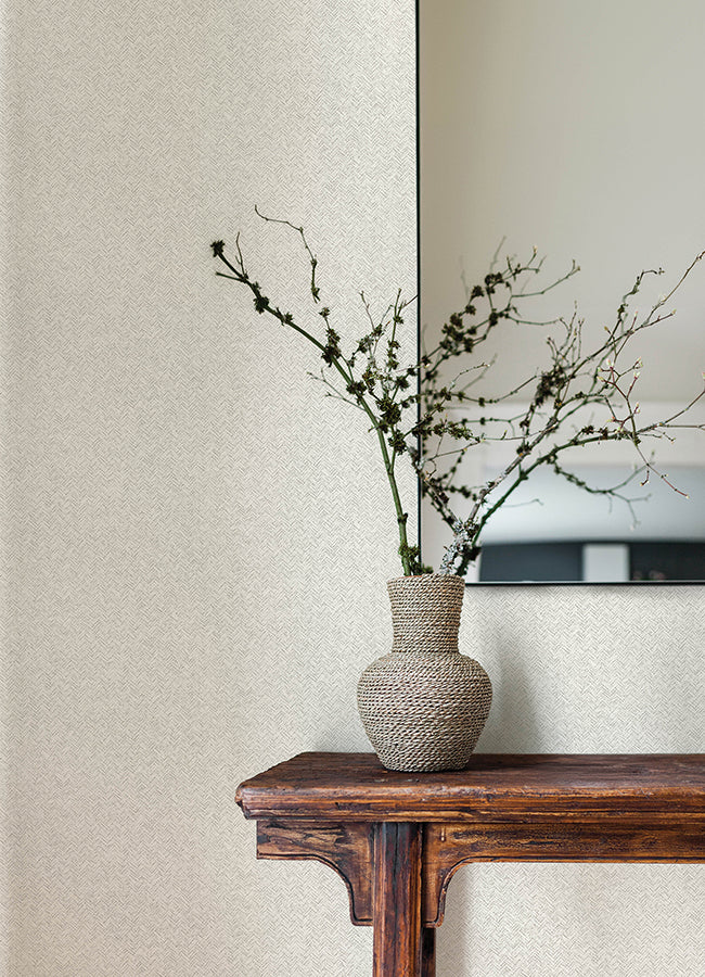 Woven Basket White Wallpaper - Brewster Wallcovering