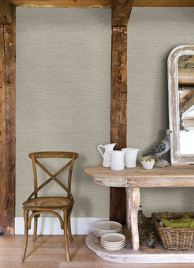 Plaited Grass Grey Wallpaper - Brewster Wallcovering