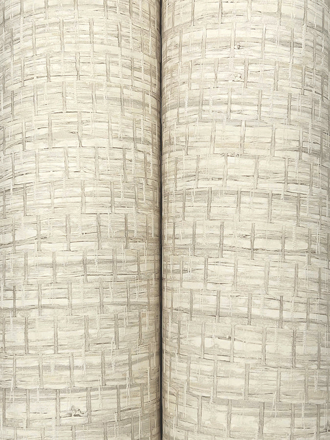 Plaited Grass Light Grey Wallpaper - Brewster Wallcovering