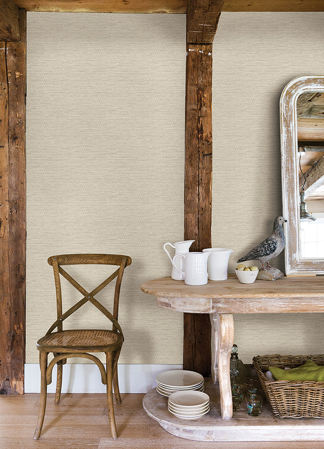 Plaited Grass Light Grey Wallpaper - Brewster Wallcovering