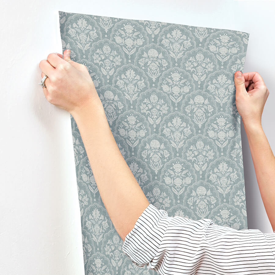 frances-blue-fishscale-wallpaper-york-wallcoverings-ast6351 - York Wallcoverings Wallpaper