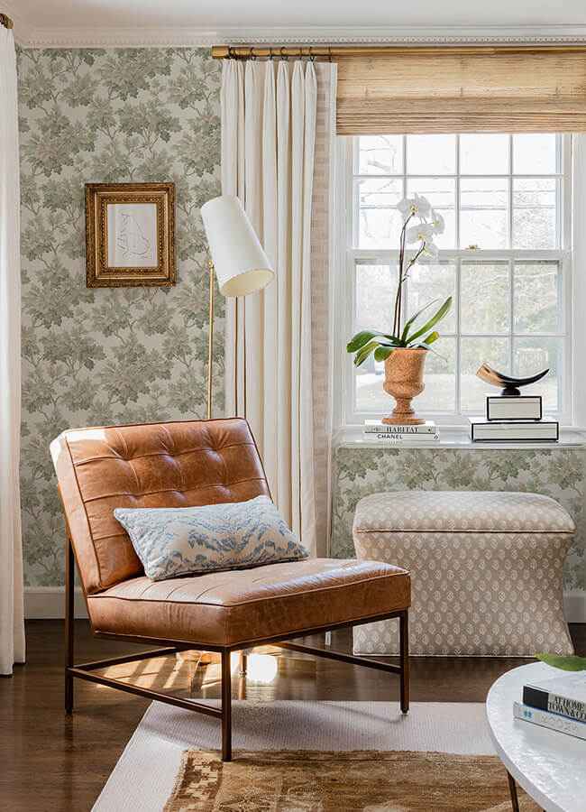 Oakcliff Sage Leaf Trail Wallpaper - York Wallcoverings - AST6355 - York Wallcoverings Wallpaper