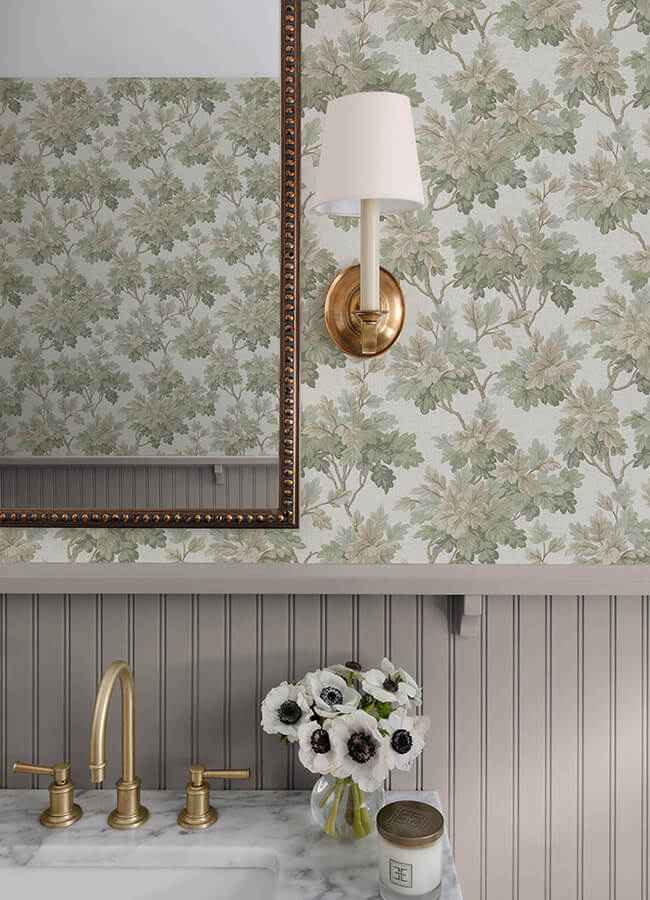 Oakcliff Sage Leaf Trail Wallpaper - York Wallcoverings - AST6355 - York Wallcoverings Wallpaper