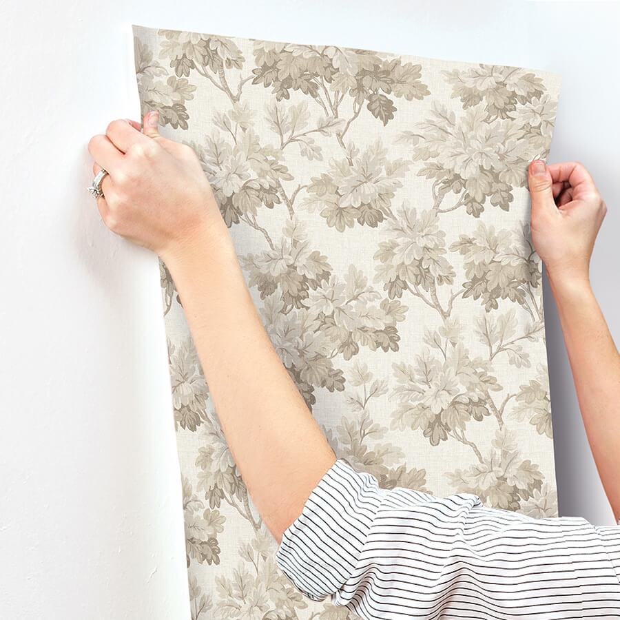 oakcliff-taupe-leaf-trail-wallpaper-york-wallcoverings-ast6356 - York Wallcoverings Wallpaper