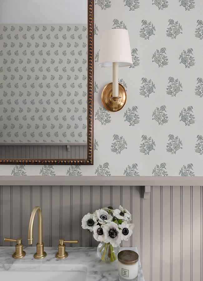 Overbrook Sage Bouquet Toss Wallpaper - York Wallcoverings - AST6359 - York Wallcoverings Wallpaper