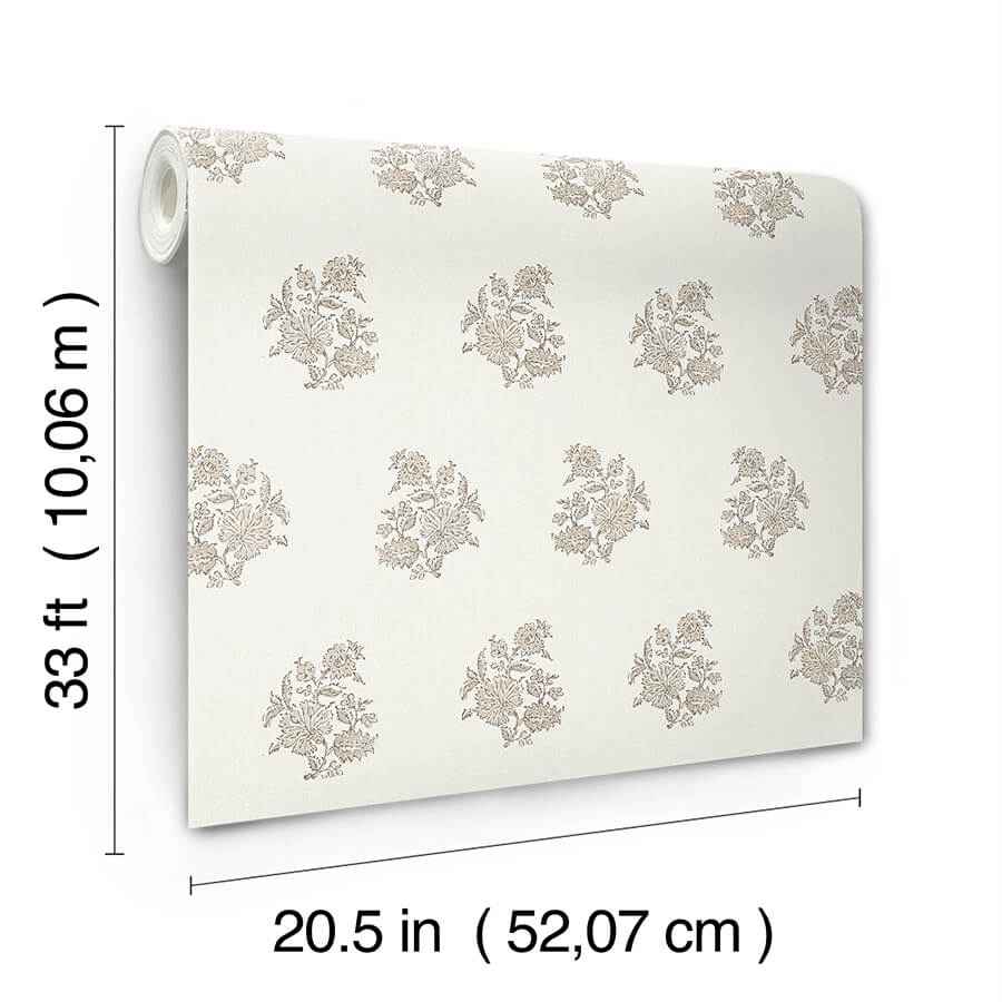 Overbrook Taupe Bouquet Toss Wallpaper - York Wallcoverings - AST6360 - York Wallcoverings Wallpaper