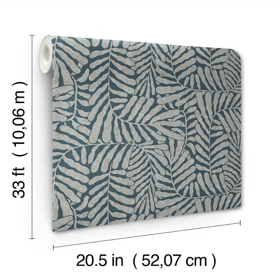 gabriel-teal-fern-wallpaper-york-wallcoverings-4155-27312 - York Wallcoverings Papel pintado