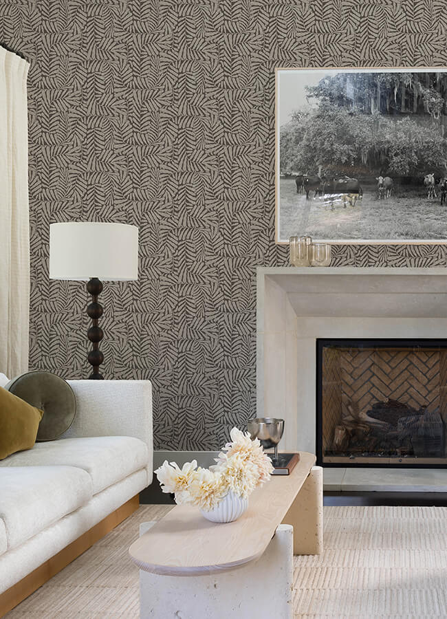 gabriel-espresso-fern-wallpaper-york-wallcoverings-4155-27313 - York Wallcoverings Wallpaper