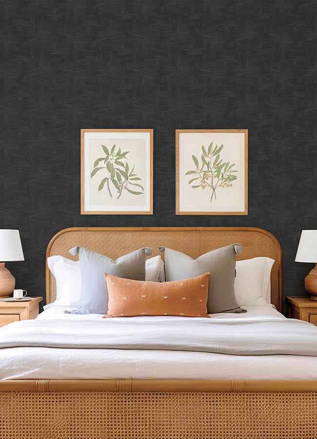 Reid Black Woven Geometric Wallpaper - York Wallcoverings - 4155-27330 - York Wallcoverings Wallpaper