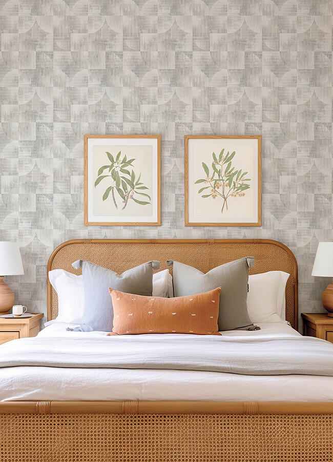 Woodbine Neutral Abstract Geometric Wallpaper - York Wallcoverings - 4155-27342