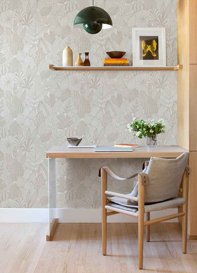 Mathias Taupe Botanical Wallpaper - York Wallcoverings - 4155-72808