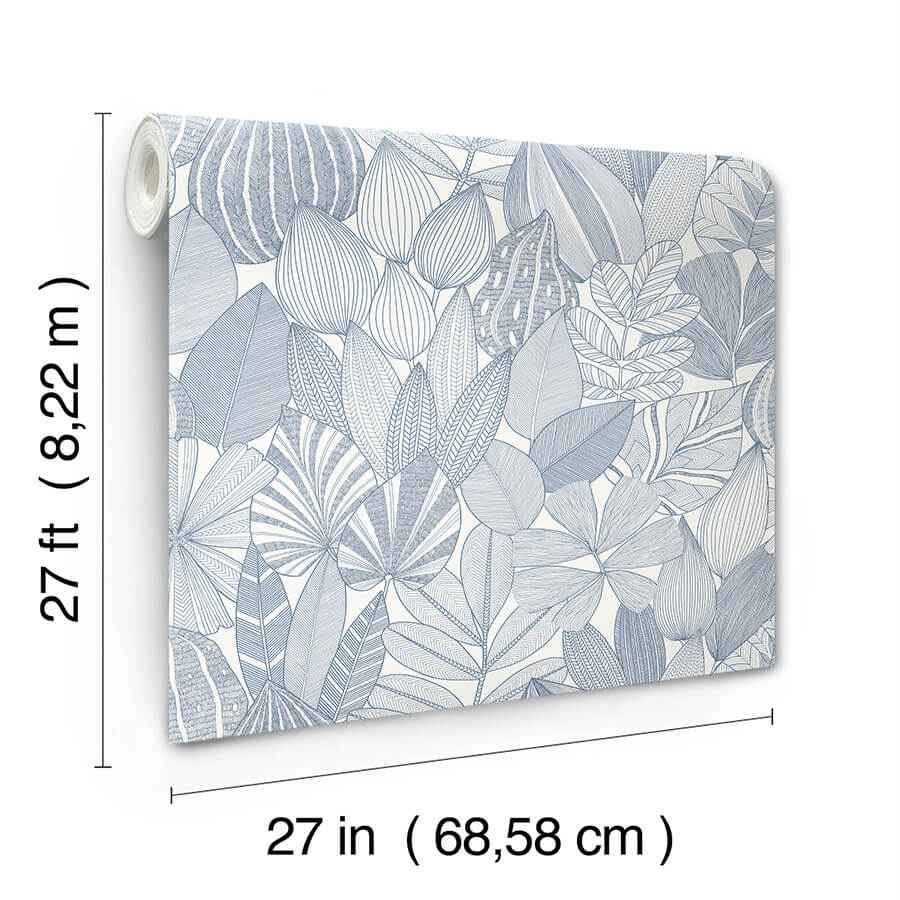 Mathias Blue Botanical Wallpaper - York Wallcoverings - 4155-72812 - York Wallcoverings Wallpaper
