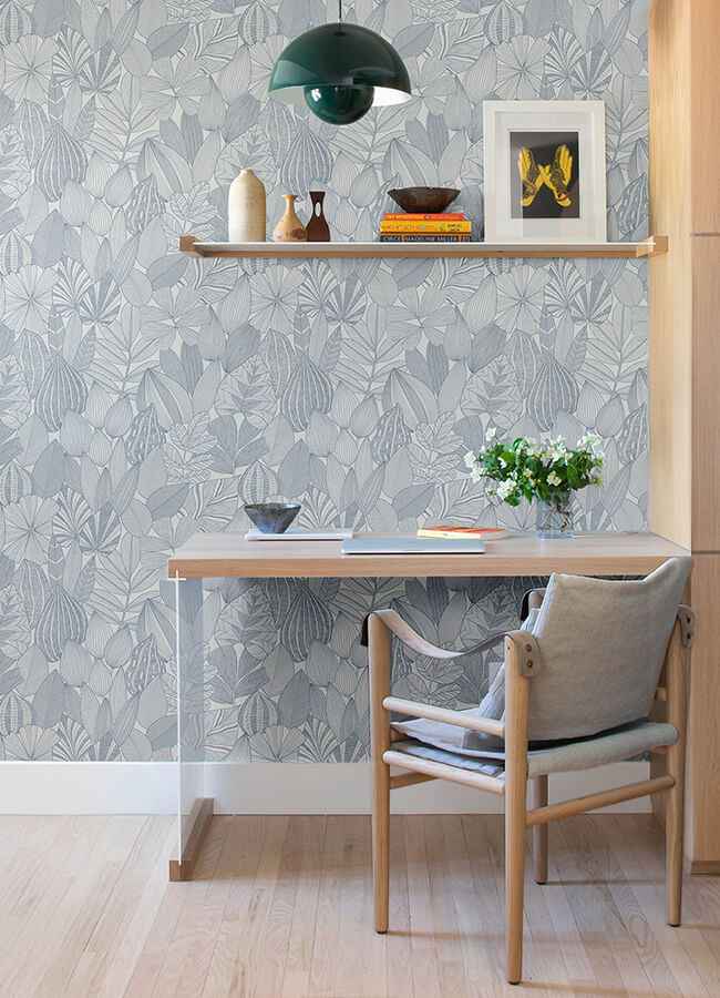Mathias Blue Botanical Wallpaper - York Wallcoverings - 4155-72812 - York Wallcoverings Wallpaper